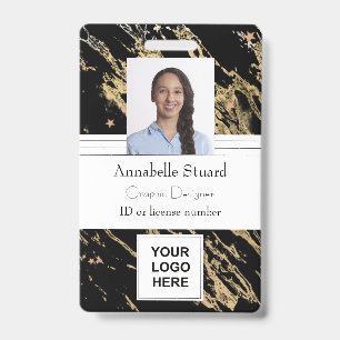 Black and gold marble simple minimal professional badge