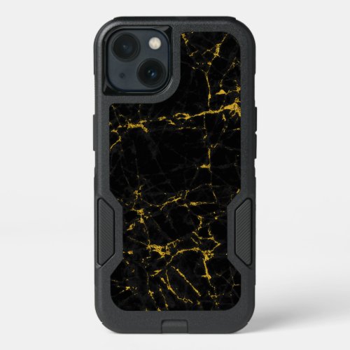 Black And Gold Marble Stone iPhone 13 Case