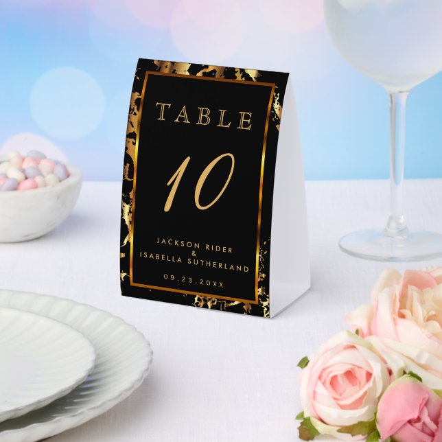 Black and Gold Marble - Table Number Paper Table Tent (Insitu(Wedding))
