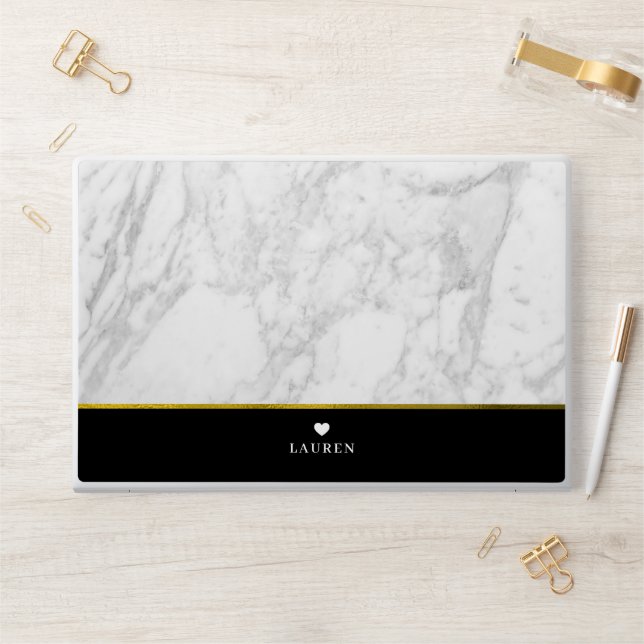 Black and Gold Marble Texture Elegant HP Laptop Skin (Desk)