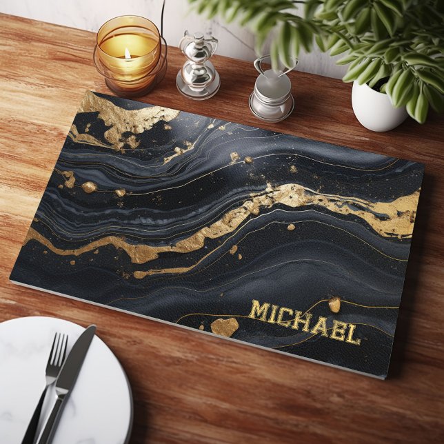Black And Gold Marble Texture Personalized Cutting Board (Creator Uploaded)