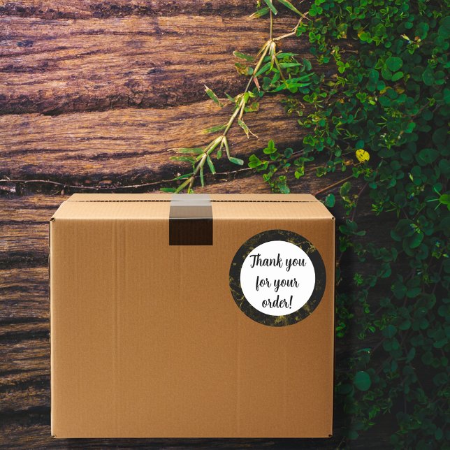 Black and gold marble Thank You Classic Round Sticker (Creator Uploaded)