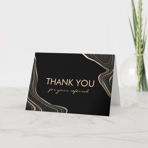 Black and Gold Marble Thank You for Referral Cards
