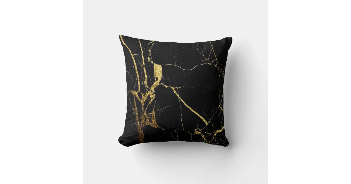 black and gold marble throw pillow Zazzle