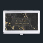 Black and Gold Marble Trendy Modern Business Card Case<br><div class="desc">Black and Gold Marble Minimalist Business Card Holder with gold hand lettered elegant typography for the monogram. The trendy Black and Gold Marble Business Card Holder can be customized for any profession. If the profession or name text does not fit your needs,  please contact the designer.</div>