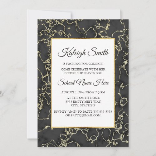 Black and Gold Marble Trunk Party Invite