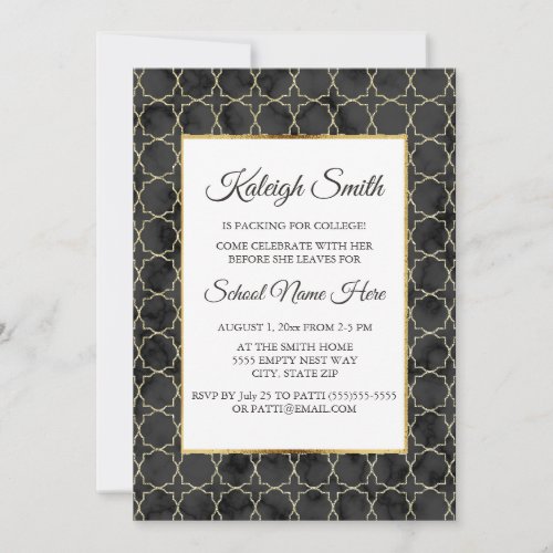 Black and Gold Marble Trunk Party Invite