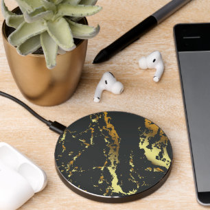 Black and Gold Marble Wireless Charger