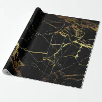 Black and Gold Wrapping Paper Roll Elegant Marble Gift Wrap