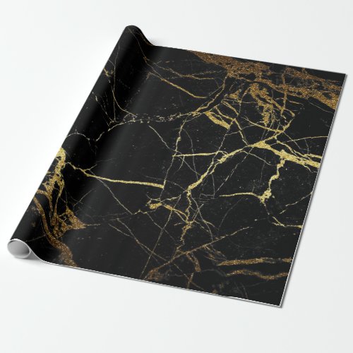 Black And Gold Marble Wrapping Paper