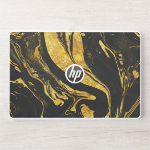 Black and Gold Marbled Abstract Texture HP Laptop Skin