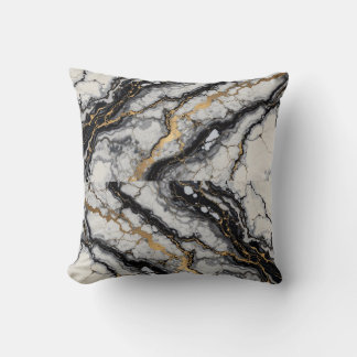 black and gold marbling throw pillow