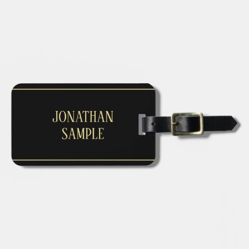Black And Gold Masculine Classic Serif Typography Luggage Tag