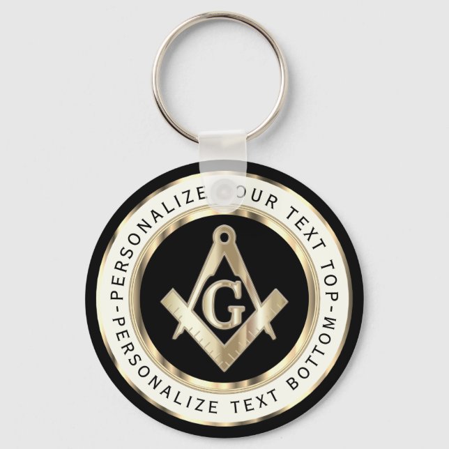 Black and Gold Mason - Customize Keychain (Front)