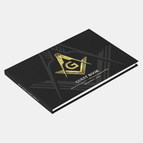 Black and Gold Masonic Guest Book  Freemason