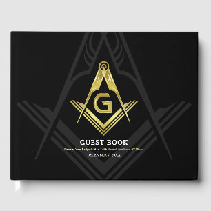 Black and Gold Masonic Guest Book Freemason