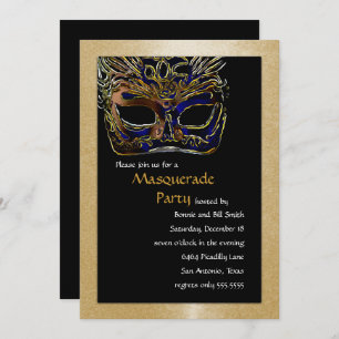 Black and Gold Masquerade Party Invitation