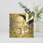 Black and Gold Masquerade Party Invitation (Standing Front)