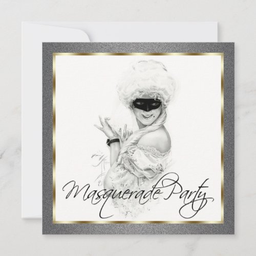 Black and Gold Masquerade Party Invitations