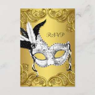 Black and Gold Masquerade Party RSVP