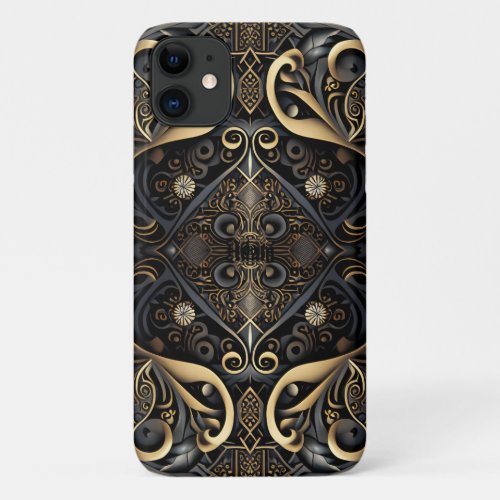 Black and Gold Medieval Engraved iPhone 11 Case