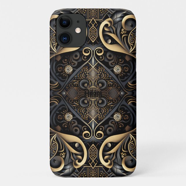 Black and Gold Medieval Engraved Case-Mate iPhone Case (Back)