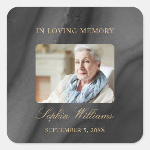 Black and Gold  Memorial Funeral Square Sticker