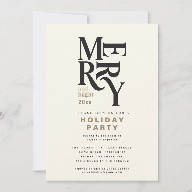 Black and gold merry and bright Christmas party (Front)