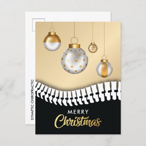 Black and Gold Merry Christmas Chiropractic Holiday Postcard