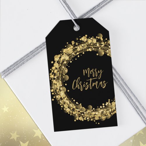 Black and Gold Merry Christmas Gift Tags