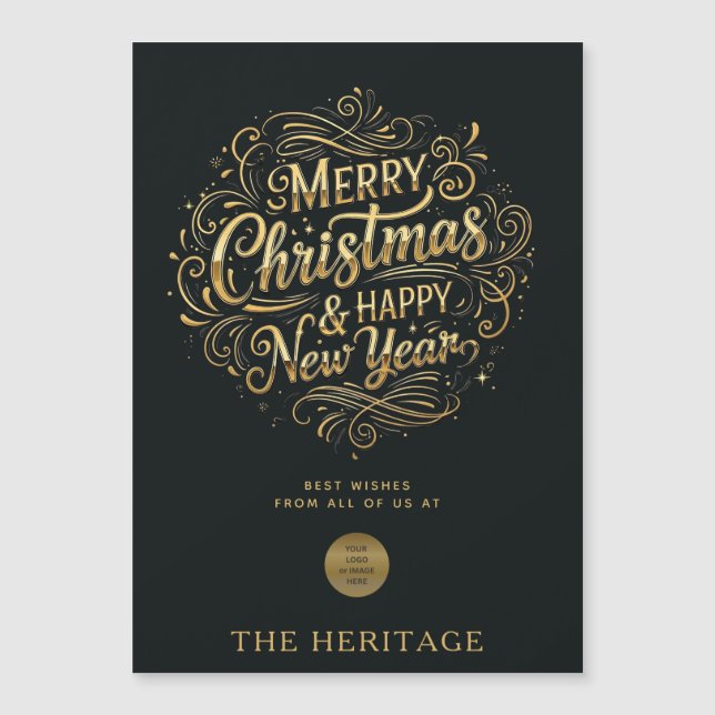 Black and Gold Merry Christmas & Happy New Year  (Front)