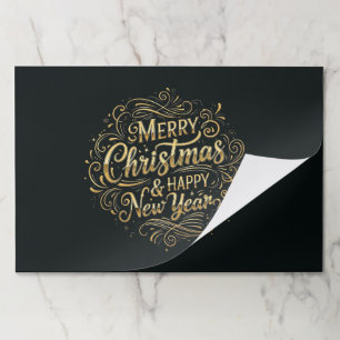 Black and Gold Merry Christmas Paper Placemats