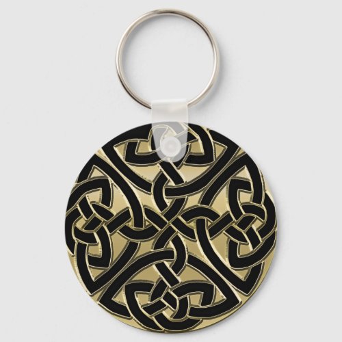 Black and Gold Metal Celtic Knot Keychain