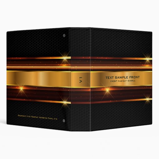 Black and gold metallic geometric design 3 ring binder | Zazzle