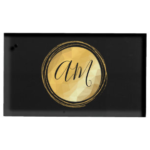 Black and gold metallic minimal monogram  place card holder