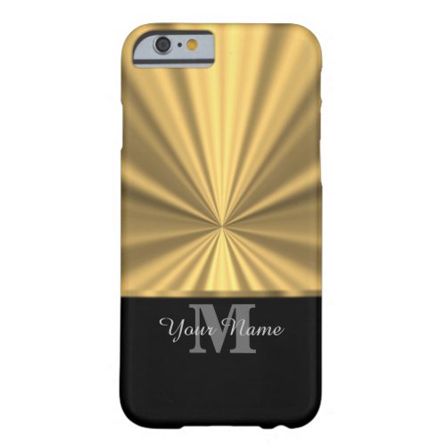 Black and gold metallic monogram barely there iPhone 6 case
