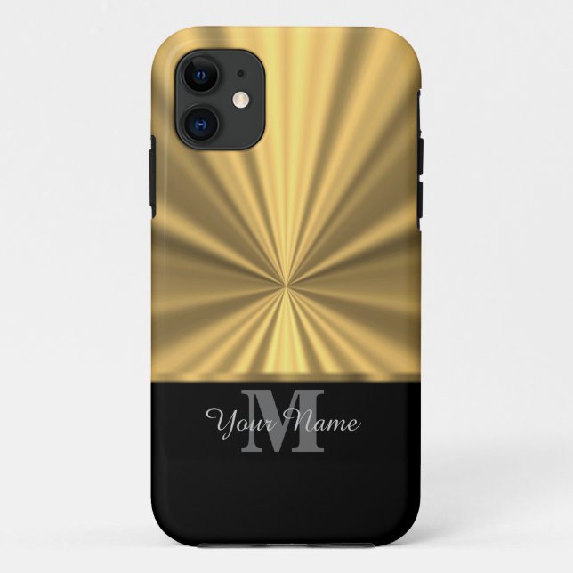 Black and gold metallic monogram Case-Mate iPhone case (Back)