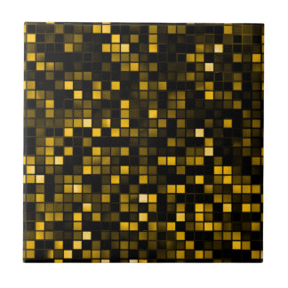 Black And Gold 'Meteor Shower' Squares Pattern Tile