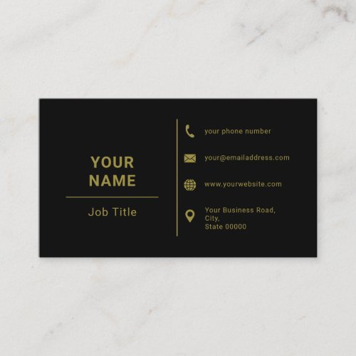 Black And Gold Minimalist Custom Logo Typography  Business Card