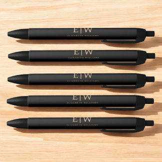 Black and Gold Minimalist Modern Monogram Pen