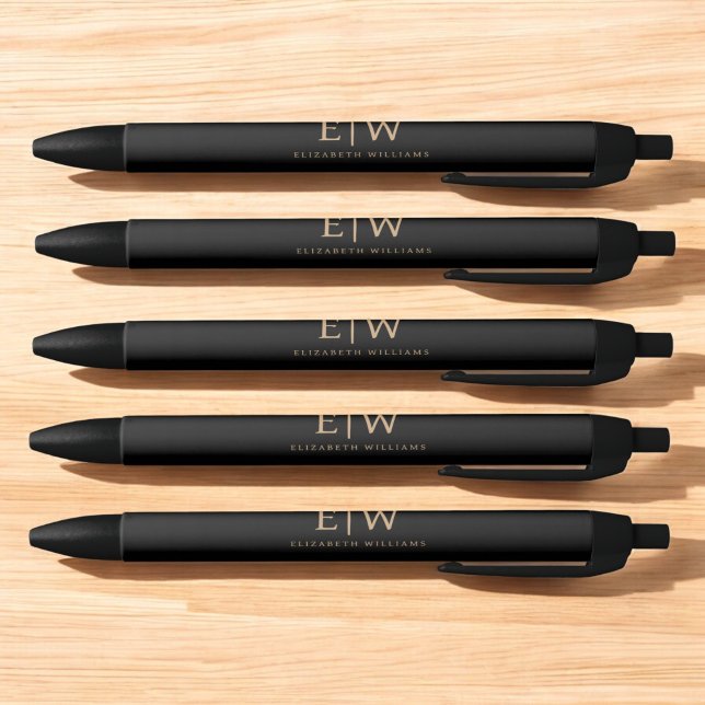 Black and Gold Minimalist Modern Monogram Pen (Creator Uploaded)