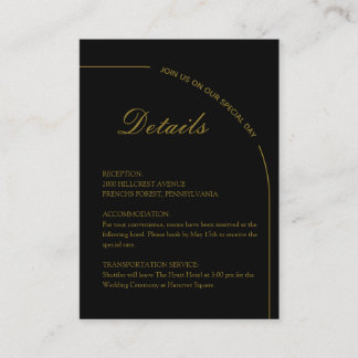 Black and Gold Minimalist Modern Wedding Enclosure Card