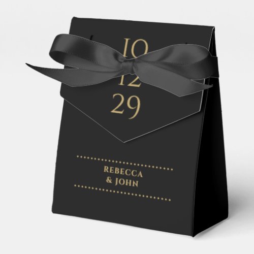 Black And Gold Minimalist Special Date Wedding Favor Boxes