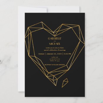 Black And Gold Modern Abstract Wedding Invitation by My_Wedding_Bliss at Zazzle