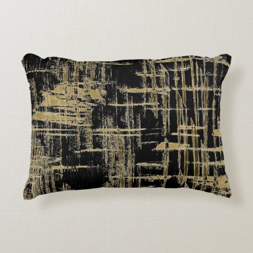 Black and Gold Modern Art Accent Pillow