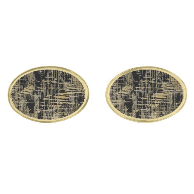 Black and Gold Modern Art Cufflinks (Front)
