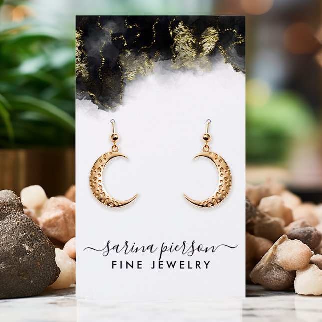 Black And Gold Modern Art Jewelry Earring Display Business Card (Creator Uploaded)