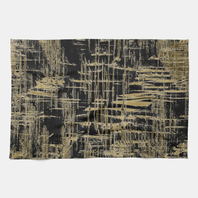Black and Gold Modern Art Kitchen Towel (Horizontal)