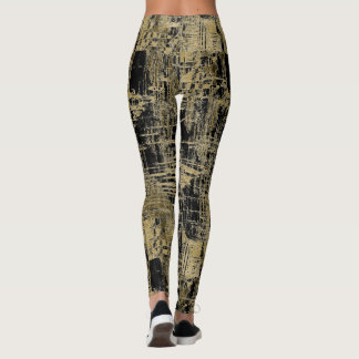 Black and Gold Modern Art Leggings