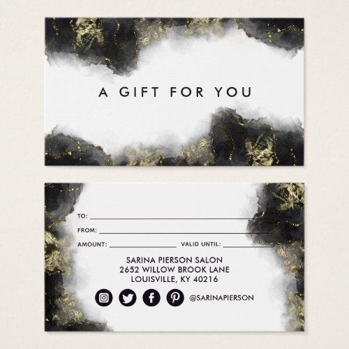 Black And Gold Modern Art Liquid Ink Gift Card